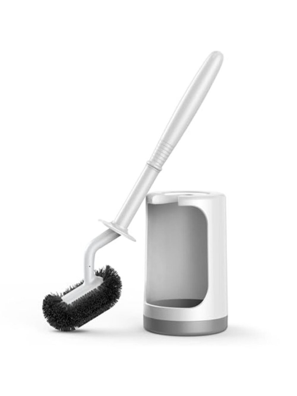 Toilet Bowl Brush And Holder Set White Bathroom Cleaning Brush Compact Scrubber